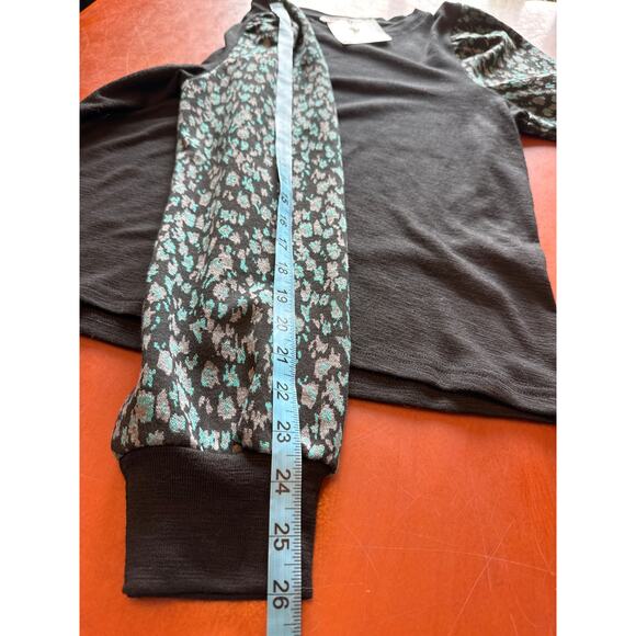 THML Wild At Heart Leopard Sleeve Sweater Blue Gray Black S 🐆✨ - Picture 3 of 7